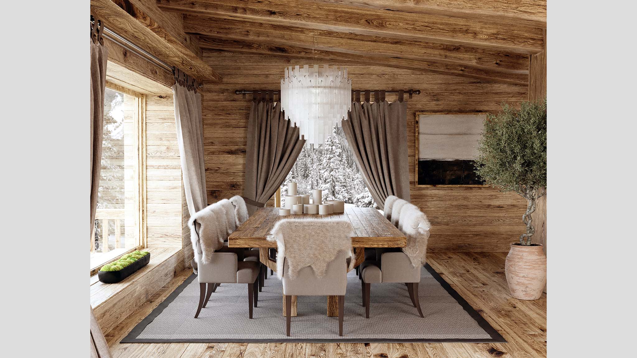 Rendered Image - 3D Internal View - Swiss Chalet